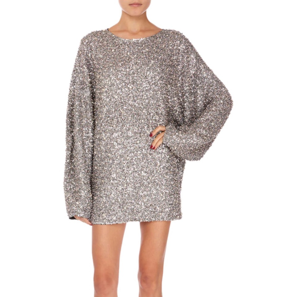 Isabel Marant Xana Oversized Embellished Mini Dress in Silver - Picture 3 of 3